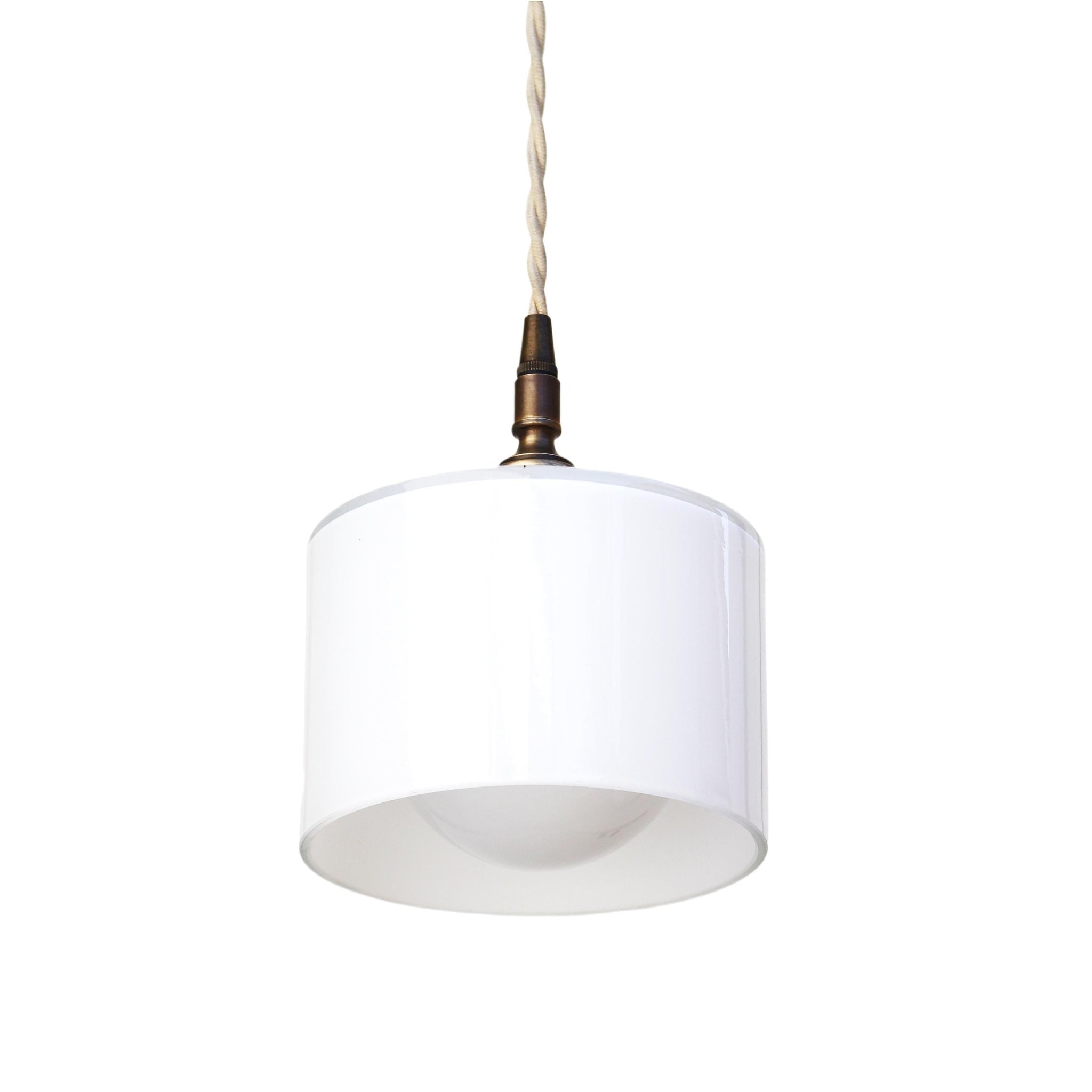 One-Light Cord Pendant with Opal Glass Drum Shade