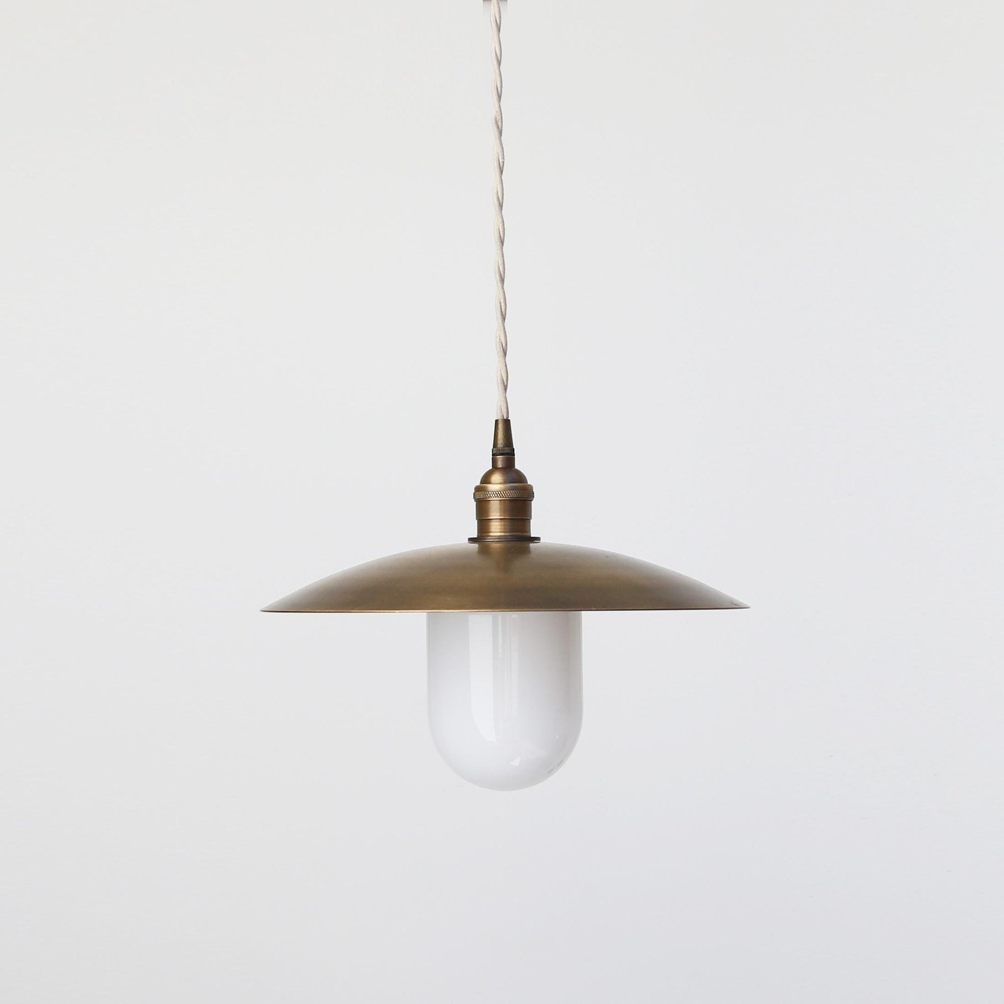 One-Light Cord Pendant with Twelve-Inch Brass Disc Shade