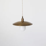 One-Light Cord Pendant with Twelve-Inch Brass Disc Shade