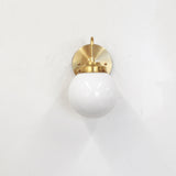 One-Light Curved Arm Wall Sconce with Opal Glass Globe
