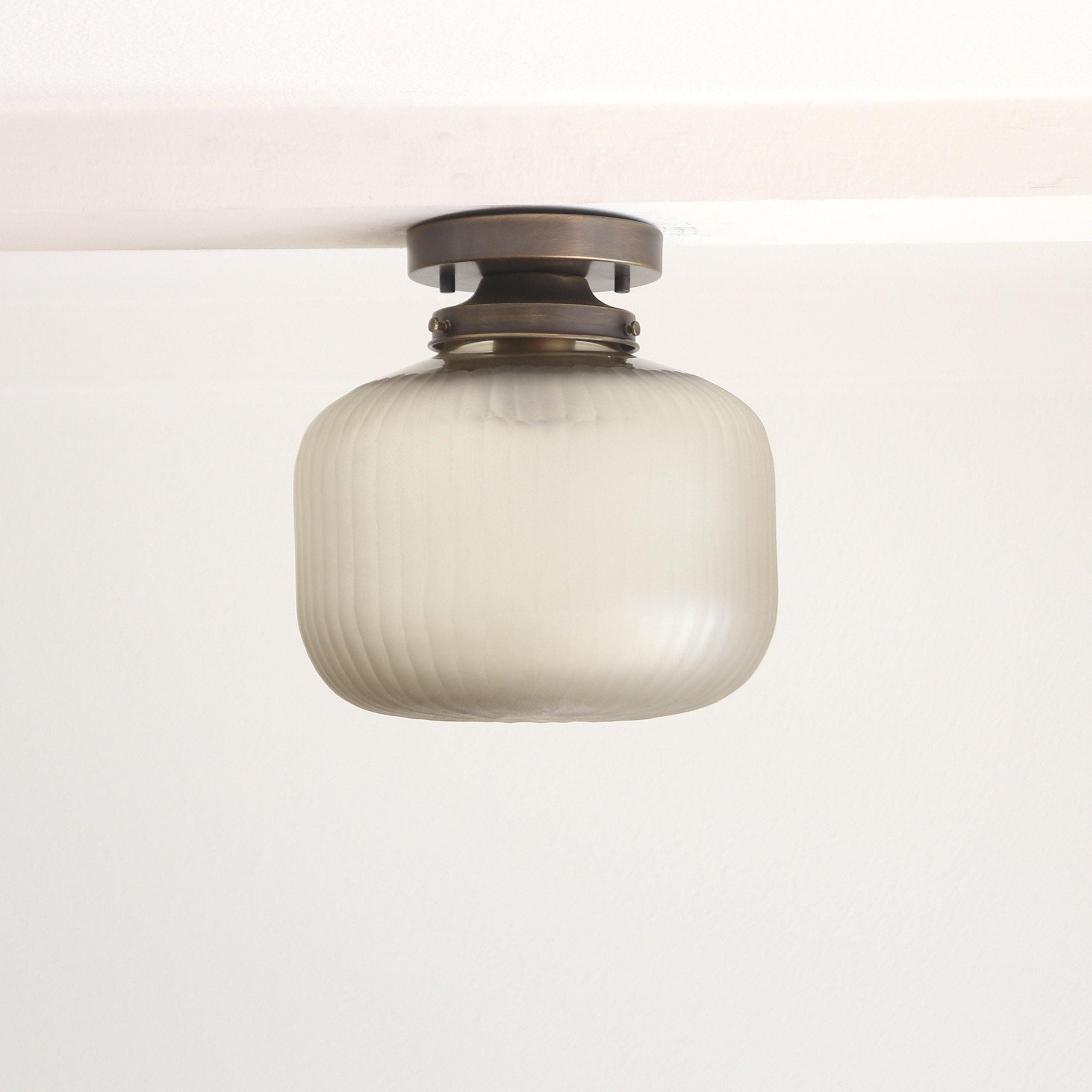 One-Light Cut Glass Flush Mount Ceiling Light