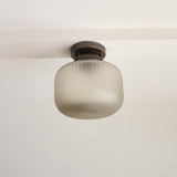 One-Light Cut Glass Flush Mount Ceiling Light