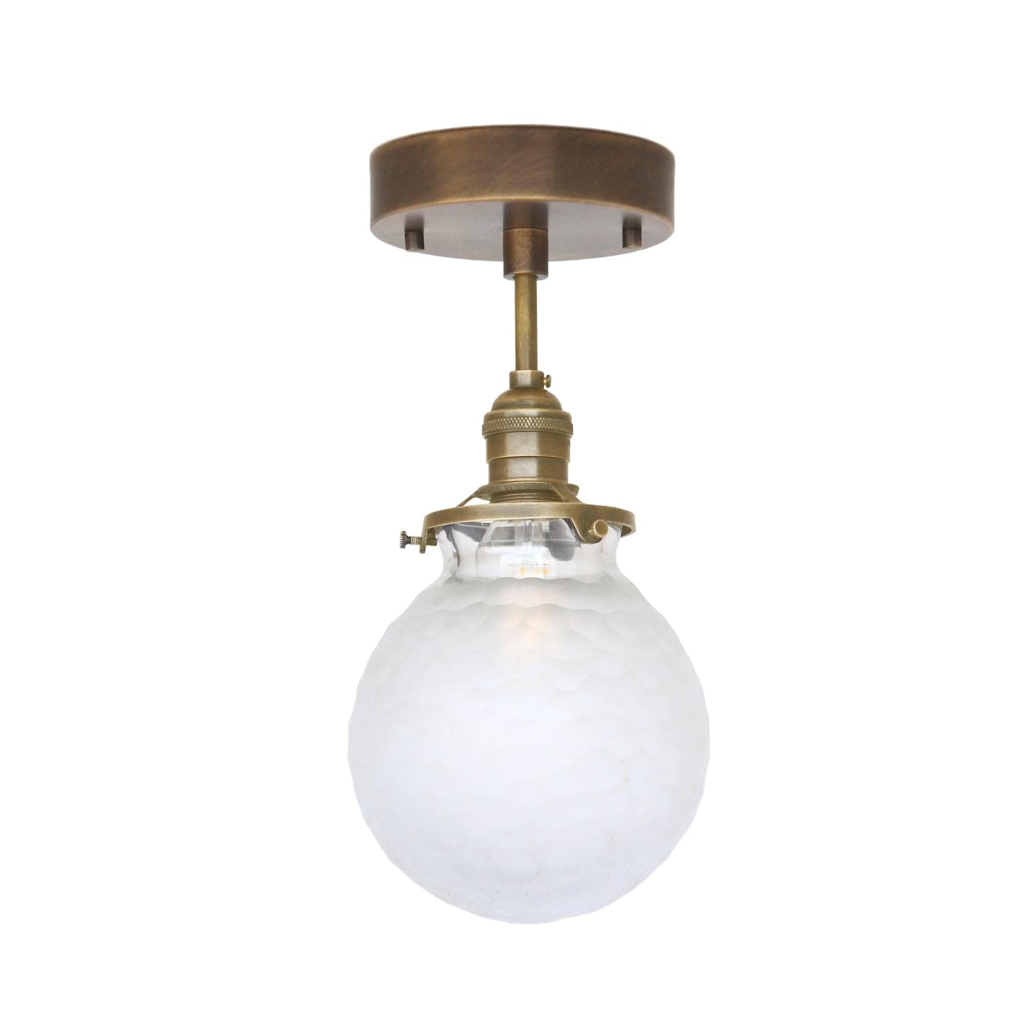 One-Light Cut Glass Globe Semi-Flush Mount Ceiling Light