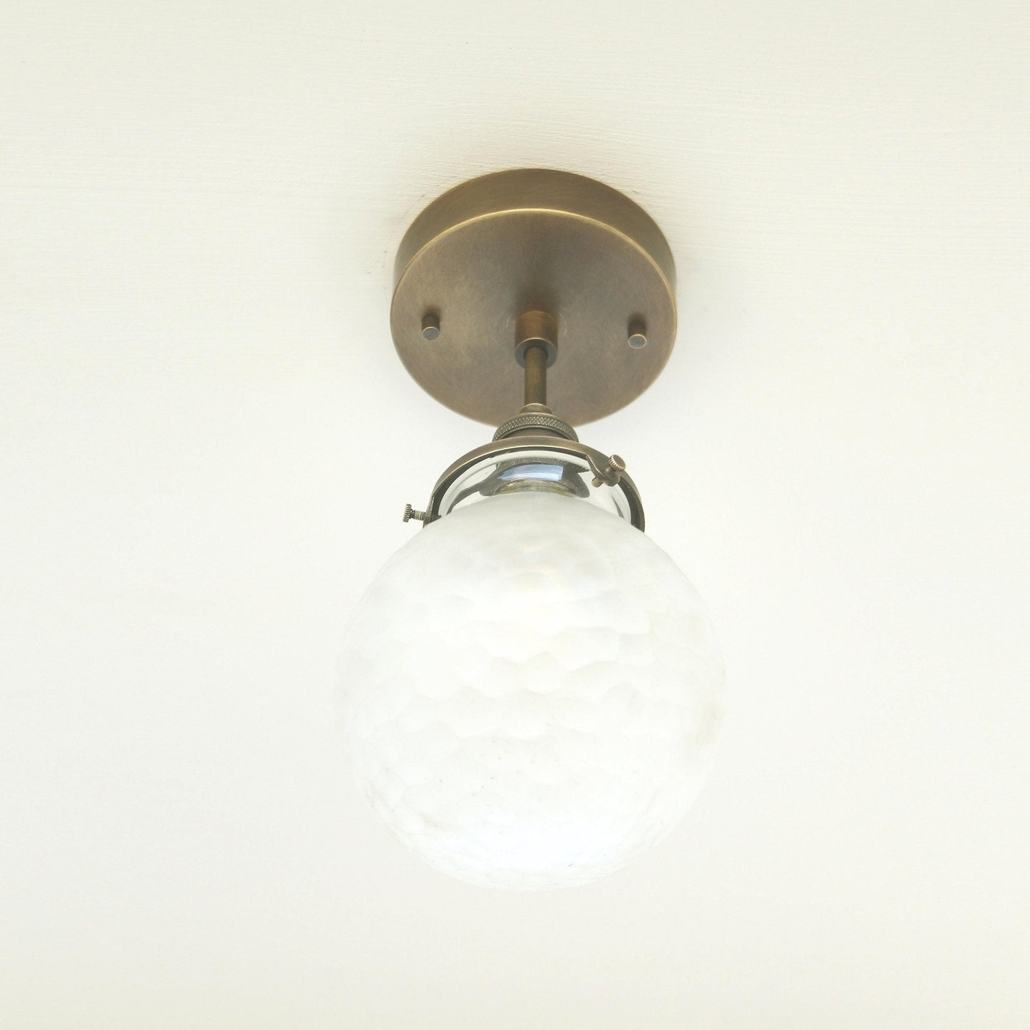 One-Light Cut Glass Globe Semi-Flush Mount Ceiling Light
