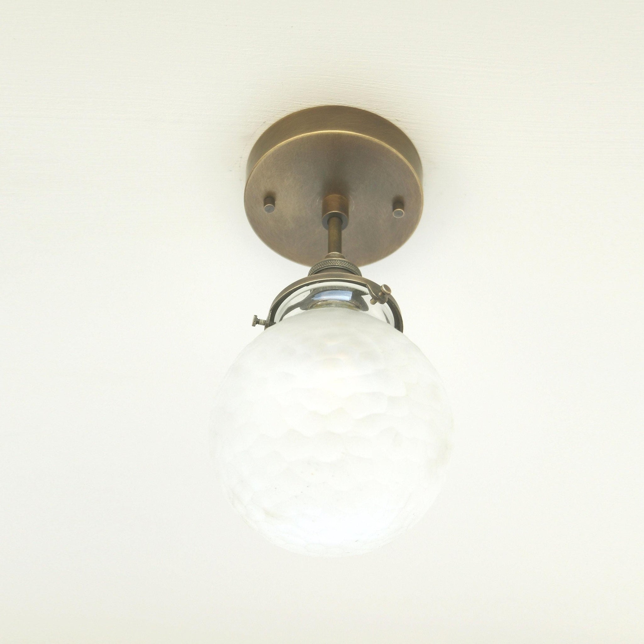 One-Light Cut Glass Globe Semi-Flush Mount Ceiling Light
