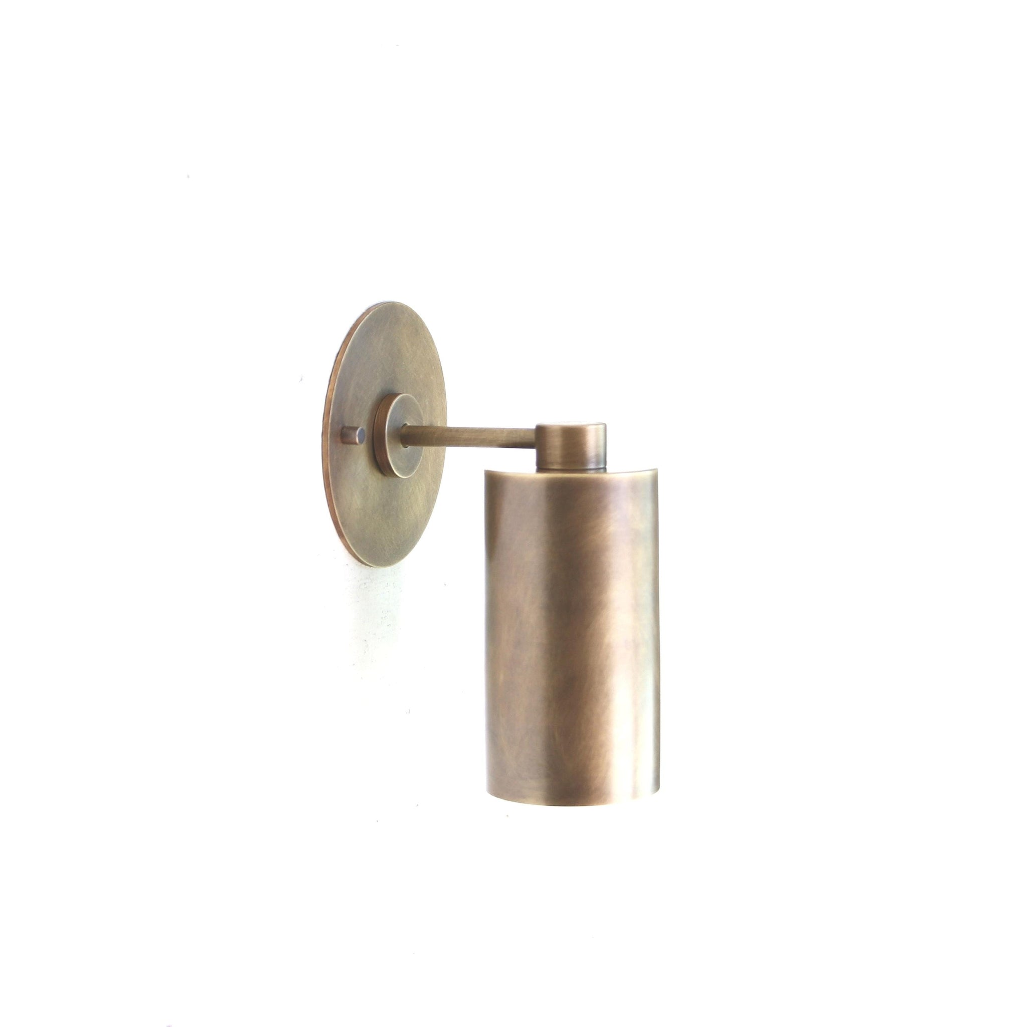 One-Light Cylinder Wall Sconce in Solid Brass