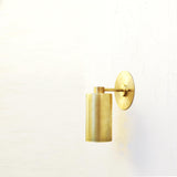 One-Light Cylinder Wall Sconce in Solid Brass