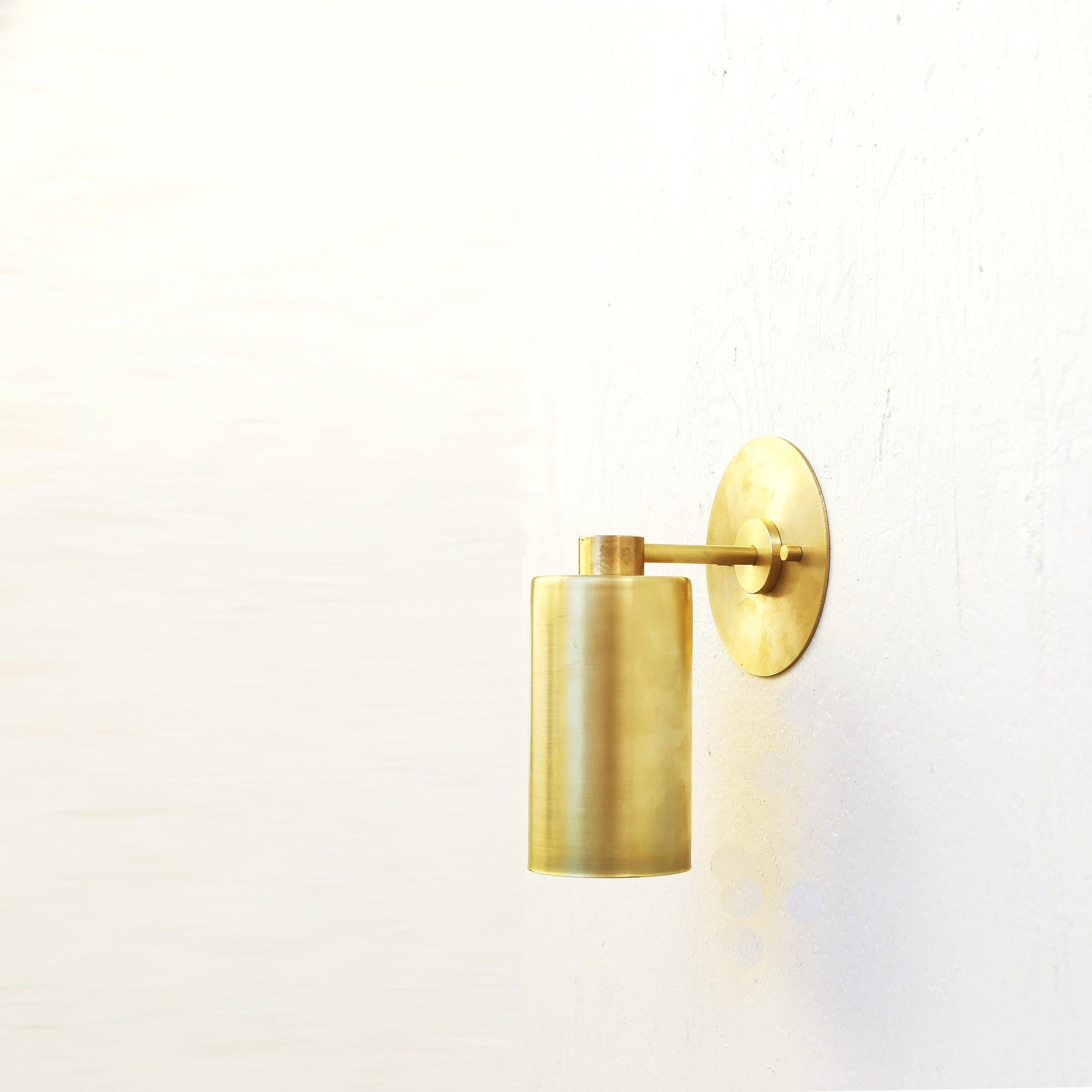 One-Light Cylinder Wall Sconce in Solid Brass