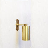 One-Light Cylinder Wall Sconce in Solid Brass