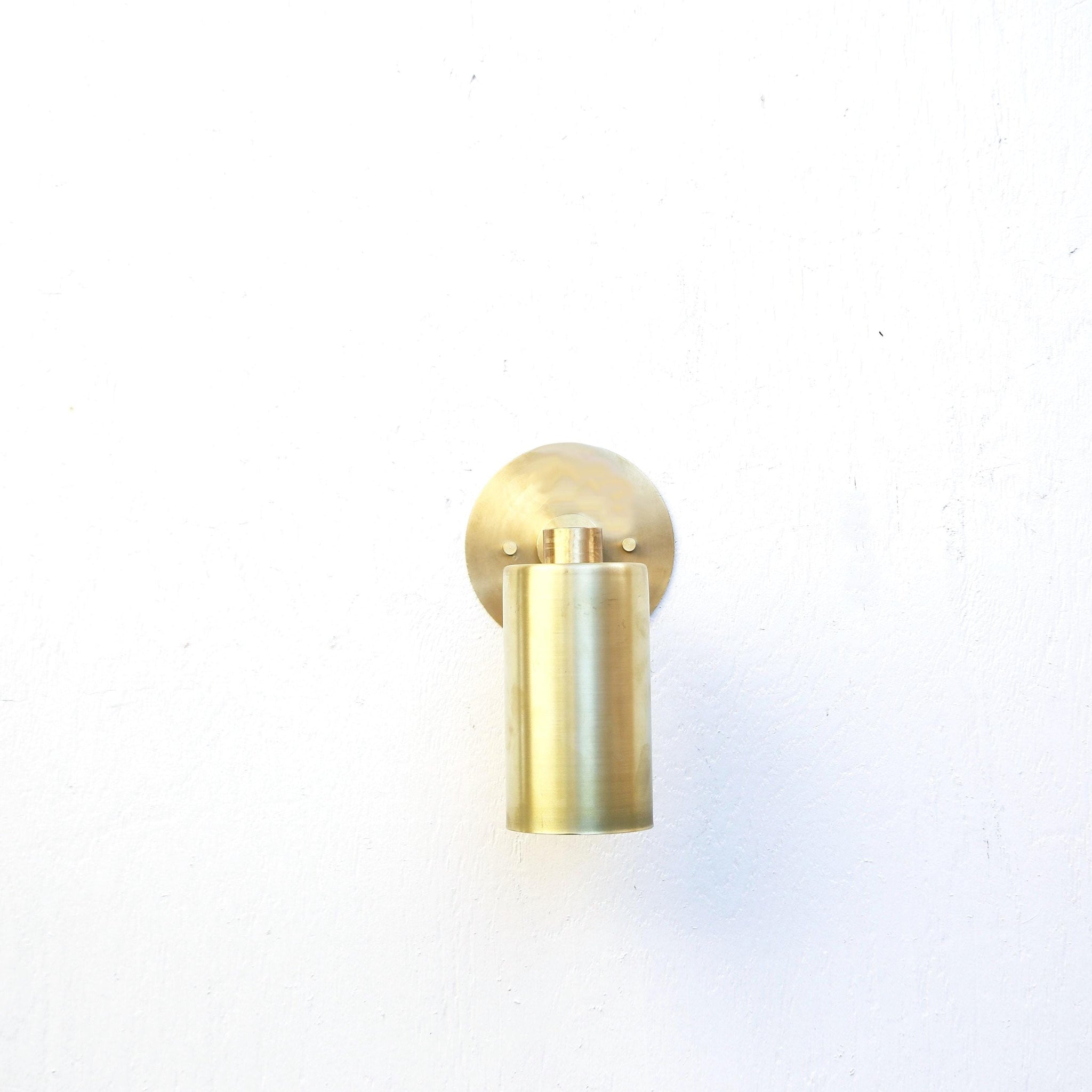 One-Light Cylinder Wall Sconce in Solid Brass