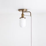 One-Light Cylindrical Opal Glass Flush Mount Ceiling Light with Pull Chain