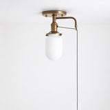One-Light Cylindrical Opal Glass Flush Mount Ceiling Light with Pull Chain
