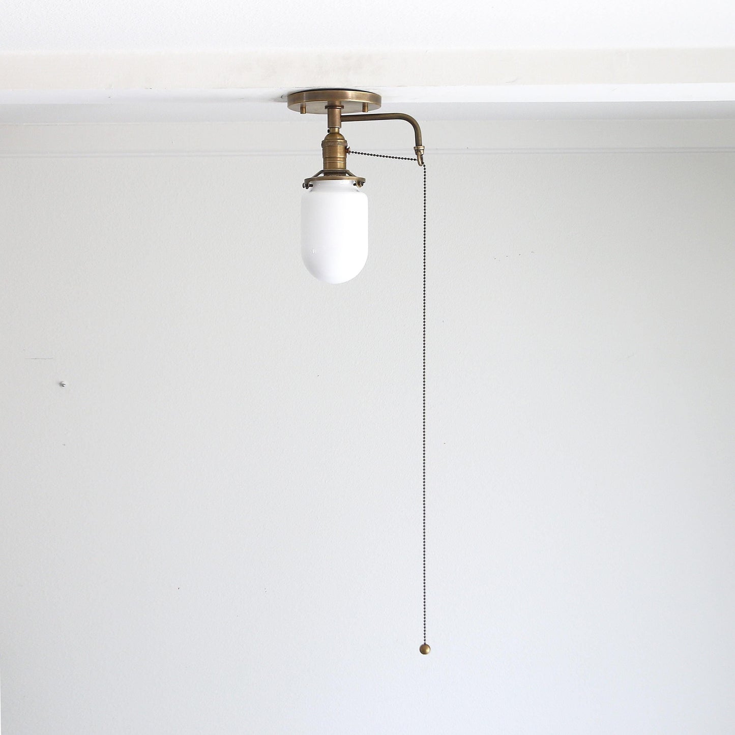 One-Light Cylindrical Opal Glass Flush Mount Ceiling Light with Pull Chain