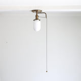 One-Light Cylindrical Opal Glass Flush Mount Ceiling Light with Pull Chain