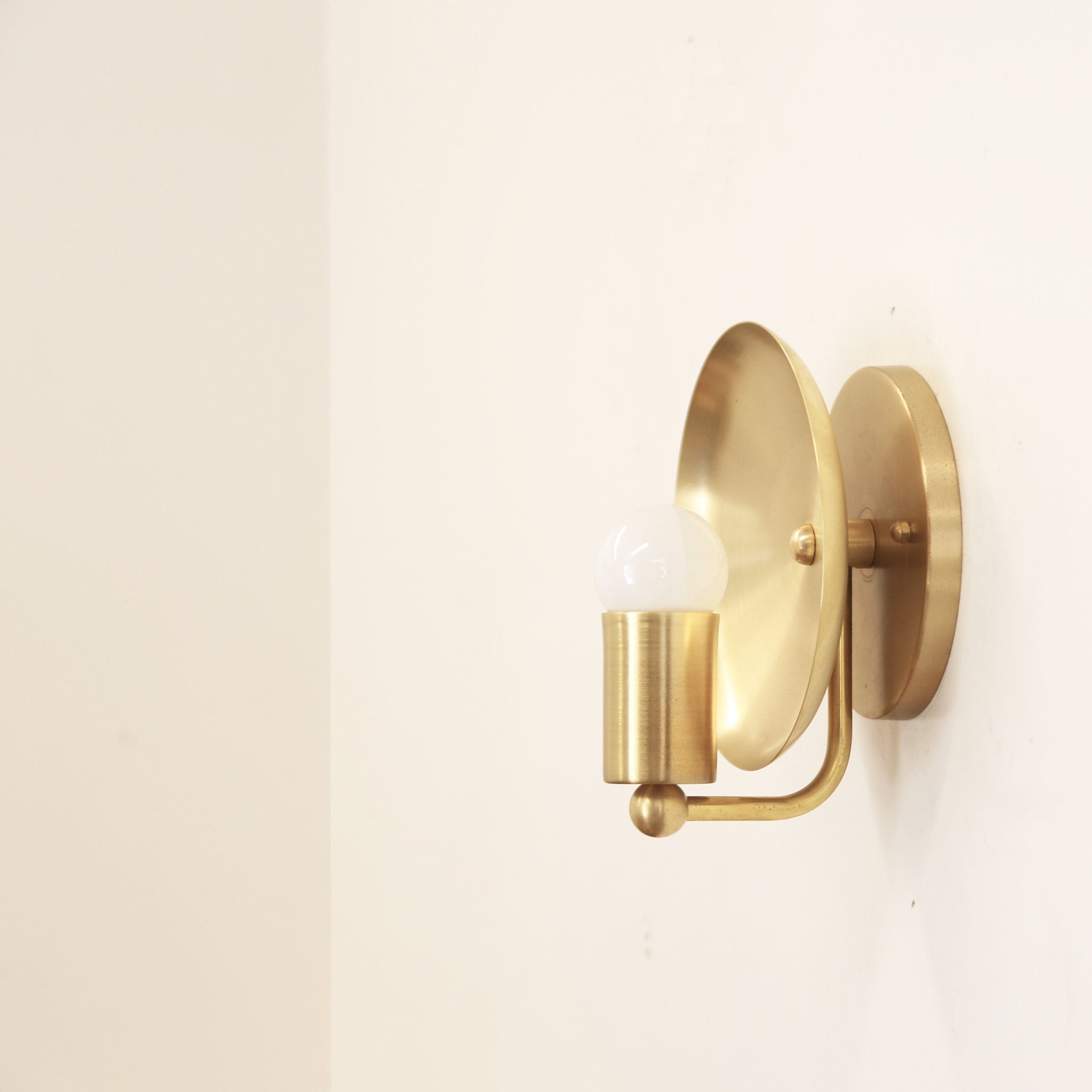 One-Light Dished Brass Reflector Wall Sconce