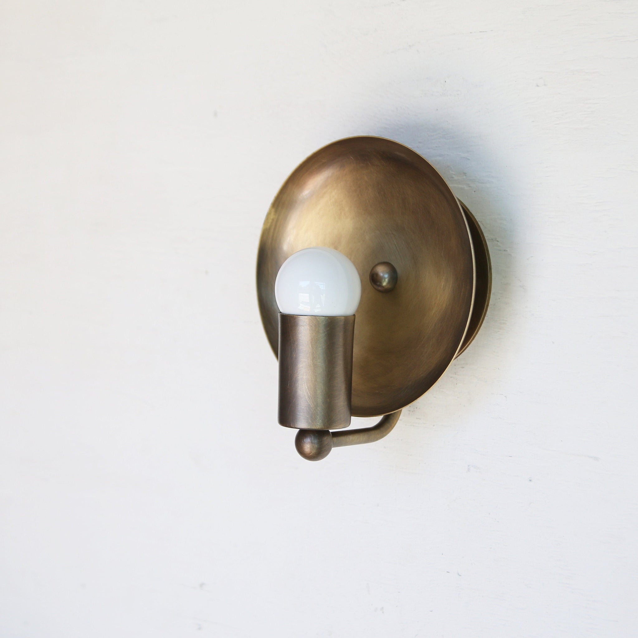 One-Light Dished Brass Reflector Wall Sconce