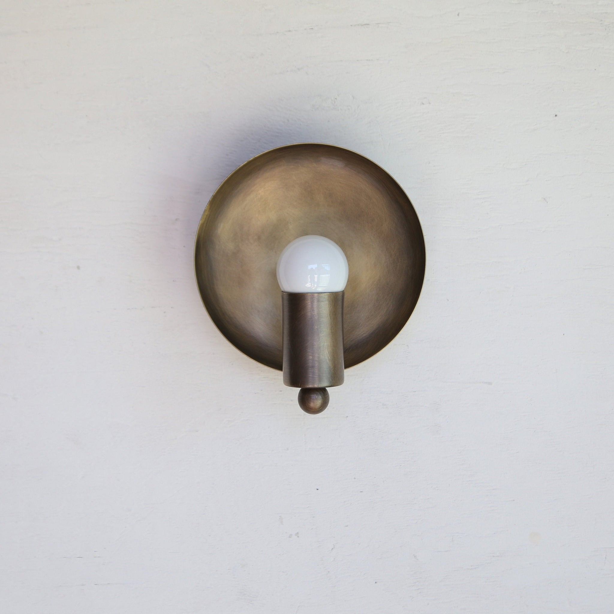 One-Light Dished Brass Reflector Wall Sconce