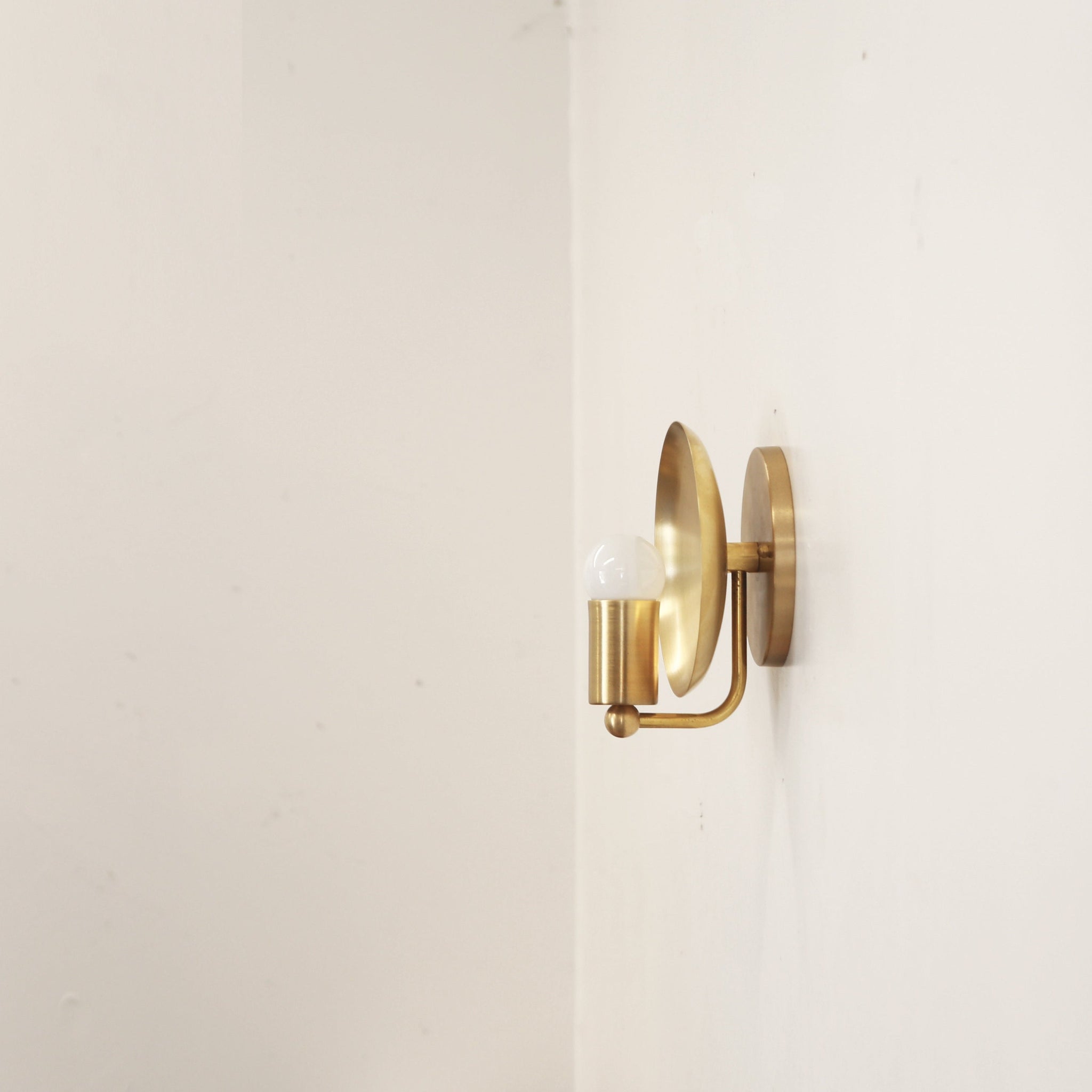 One-Light Dished Brass Reflector Wall Sconce