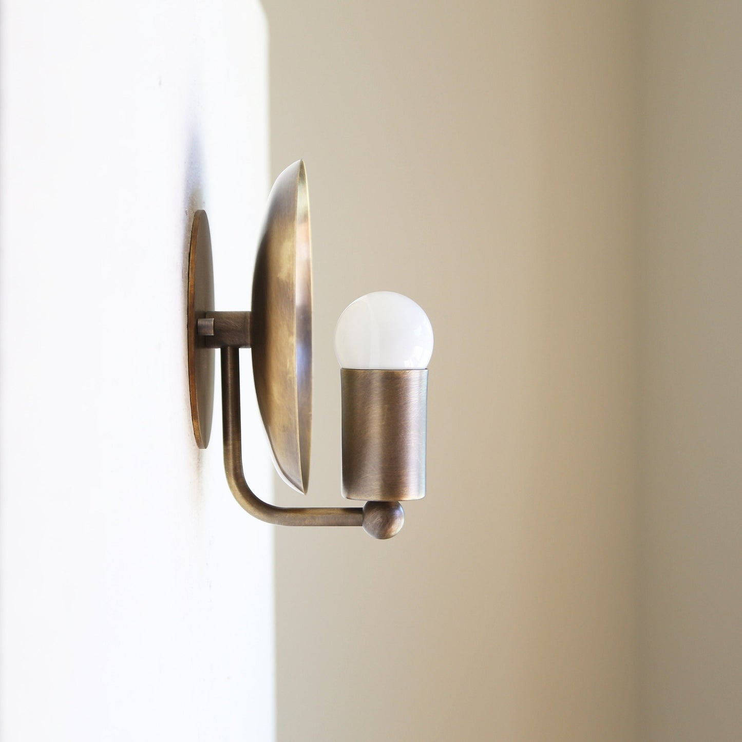 One-Light Dished Brass Reflector Wall Sconce