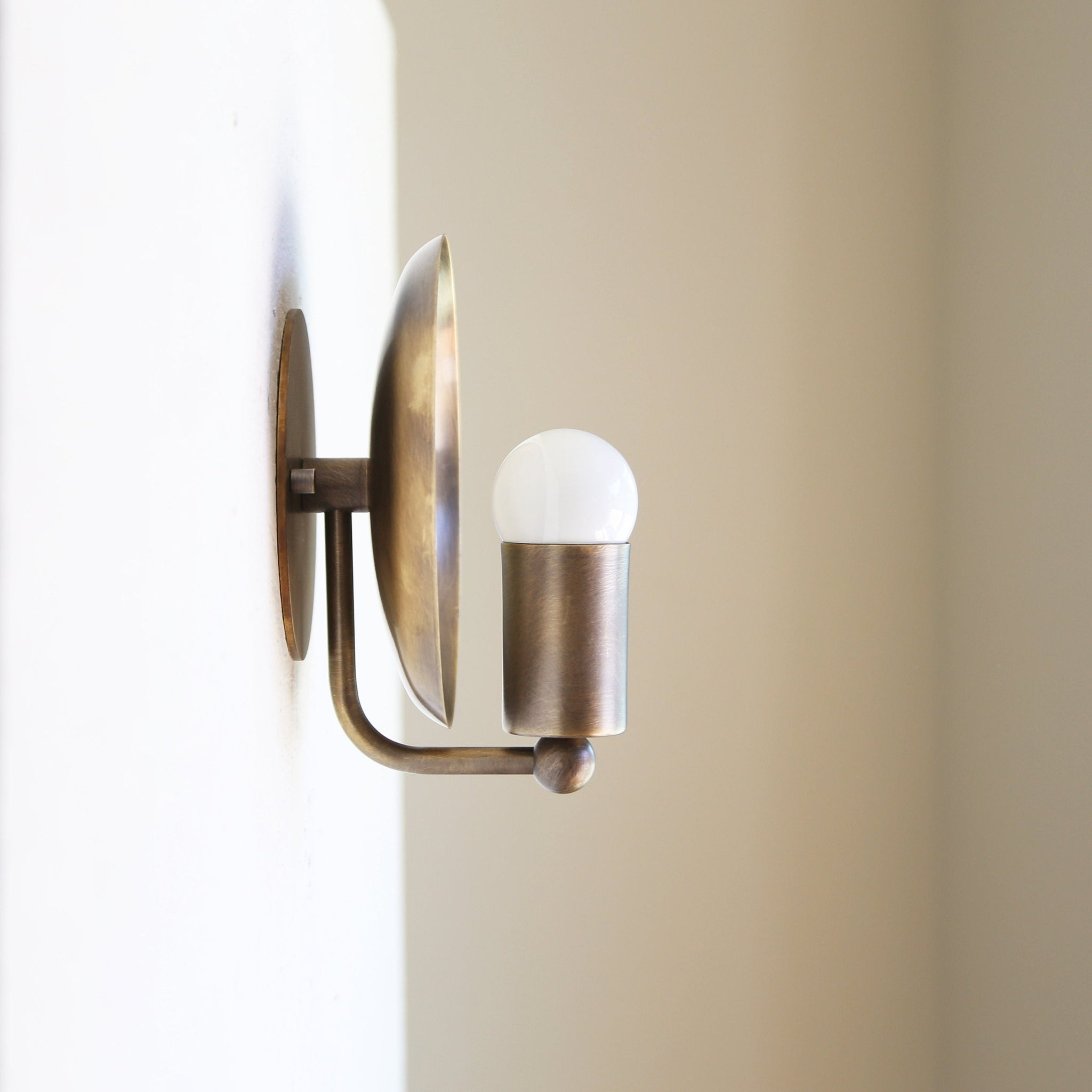 One-Light Dished Brass Reflector Wall Sconce