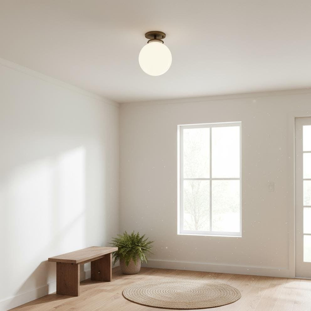 One-Light Eight-Inch Opal Globe Flush Mount Ceiling Light