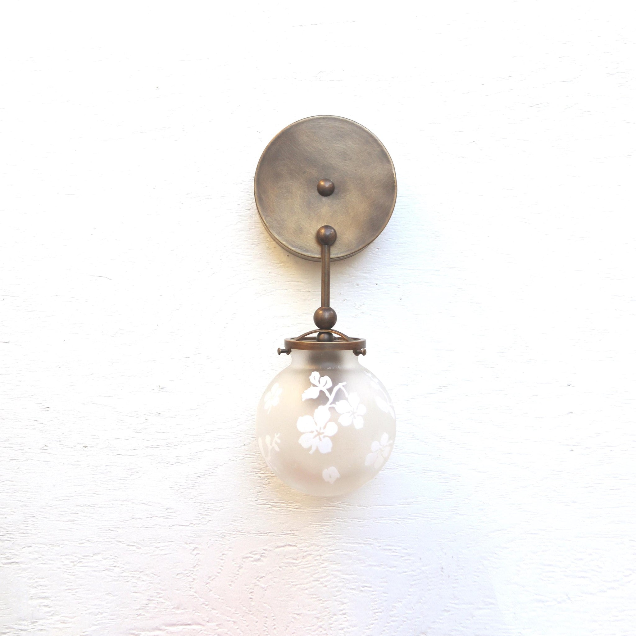 One-Light Etched Floral Glass Globe Wall Sconce