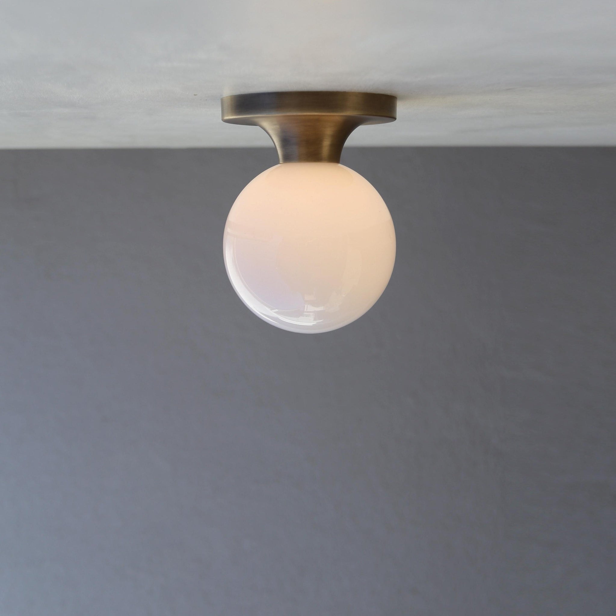 One-Light Globe Flush Mount Ceiling Light with 6-Inch Opal Shade