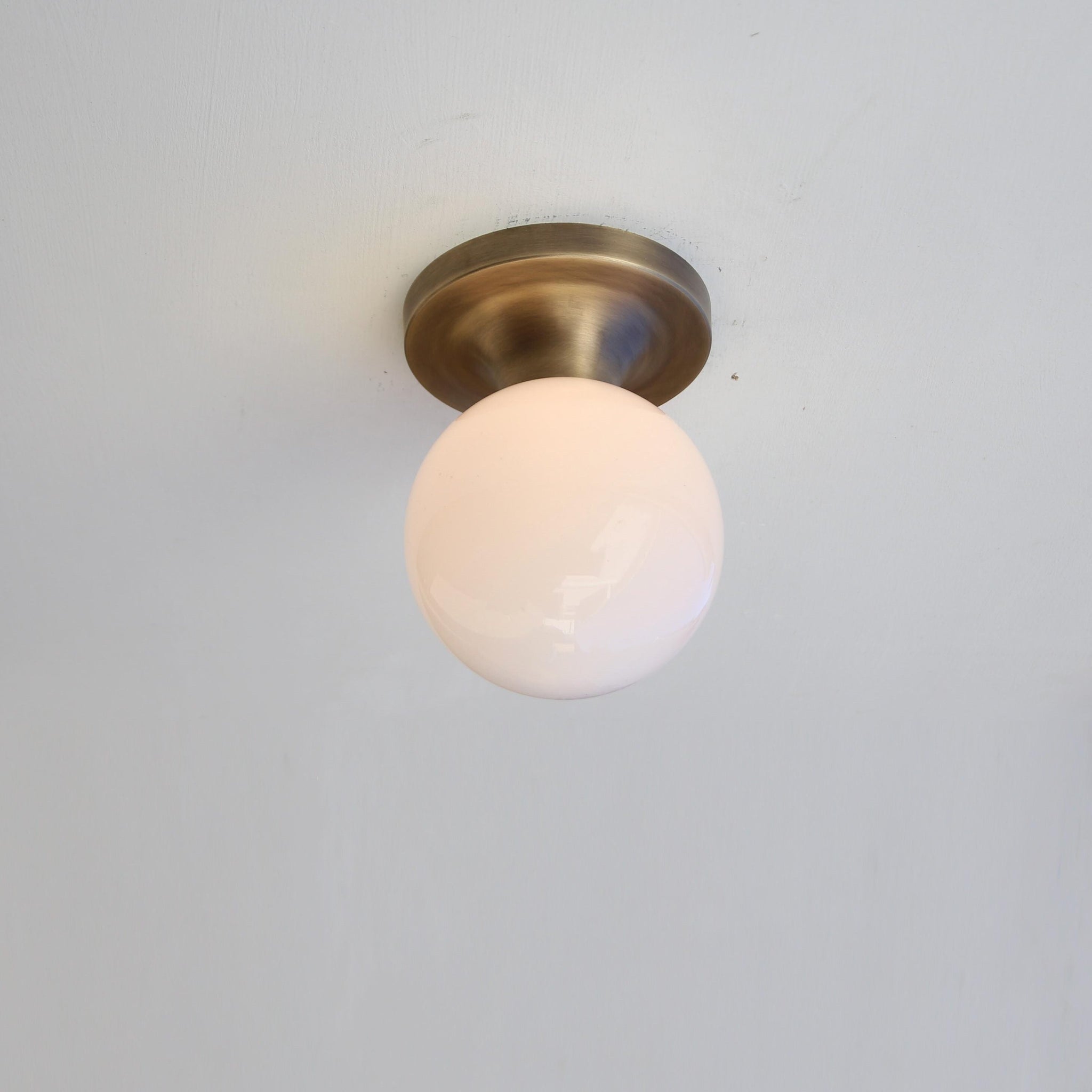 One-Light Globe Flush Mount Ceiling Light with 6-Inch Opal Shade
