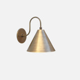 One-Light Gooseneck Brass Cone Wall Sconce