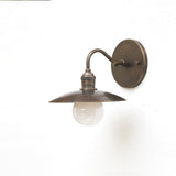 One-Light Gooseneck Brass Wall Sconce with Flat Shade