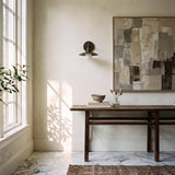One-Light Gooseneck Brass Wall Sconce with Flat Shade