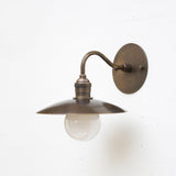 One-Light Gooseneck Brass Wall Sconce with Flat Shade