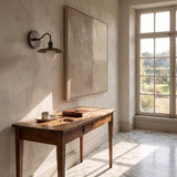 One-Light Gooseneck Brass Wall Sconce with Flat Shade