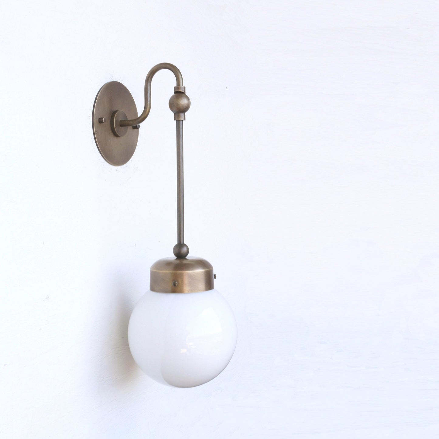 One-Light Gooseneck Rod Wall Sconce with Opal Globe