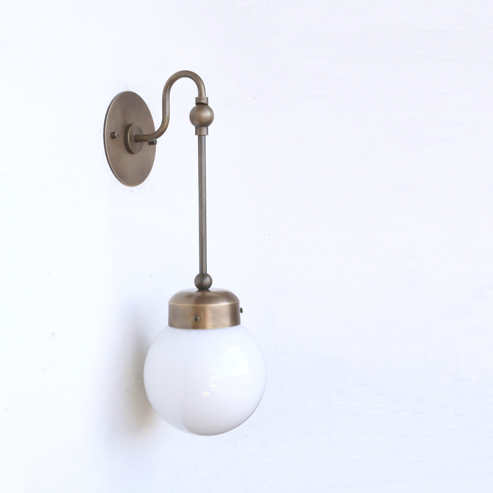 One-Light Gooseneck Rod Wall Sconce with Opal Globe