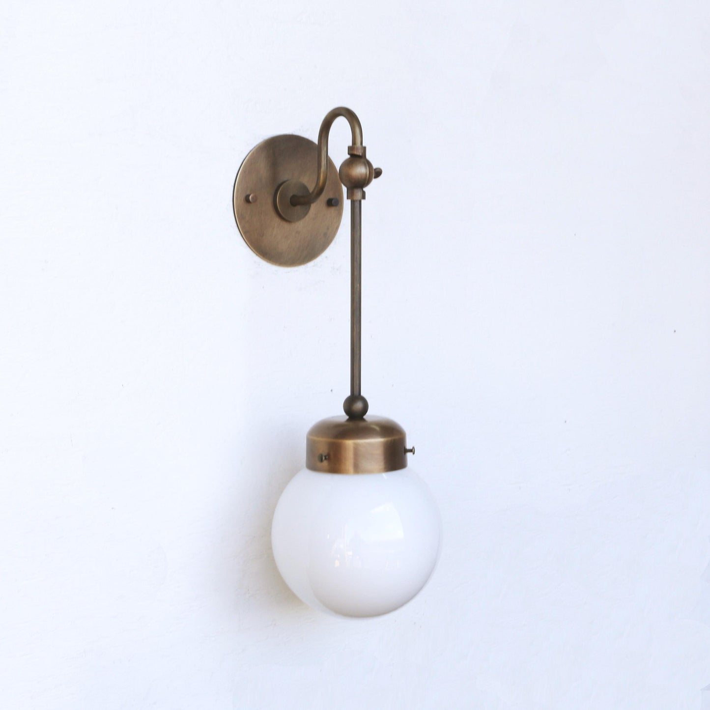 One-Light Gooseneck Rod Wall Sconce with Opal Globe