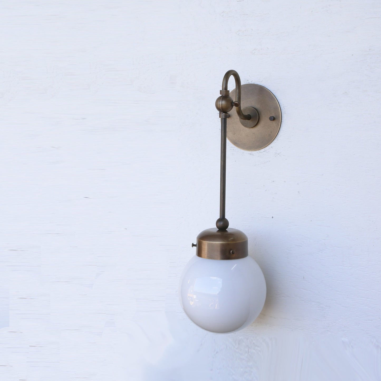 One-Light Gooseneck Rod Wall Sconce with Opal Globe
