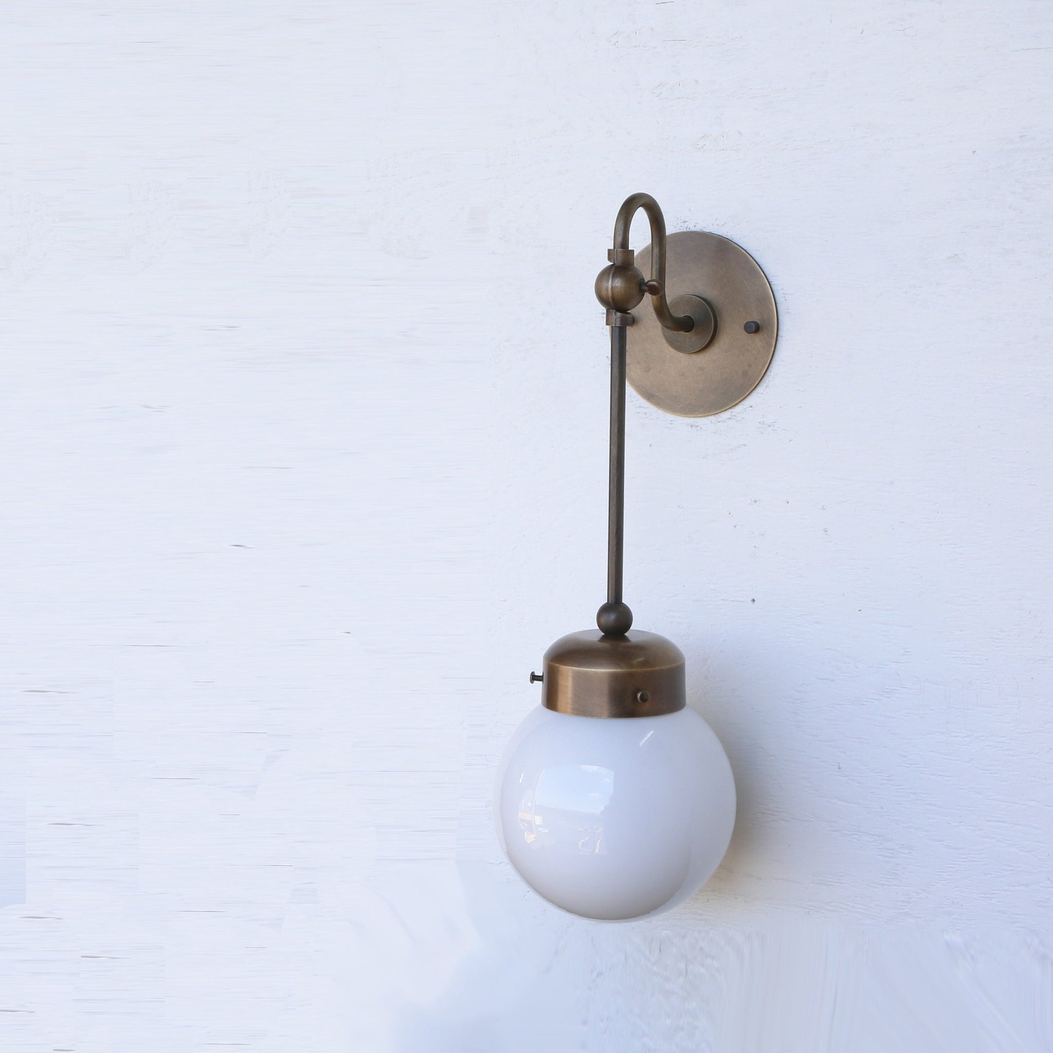 One-Light Gooseneck Rod Wall Sconce with Opal Globe