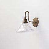 One-Light Gooseneck Wall Sconce with 10-Inch Ribbed Clear Glass Shade