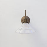 One-Light Gooseneck Wall Sconce with 10-Inch Ribbed Clear Glass Shade
