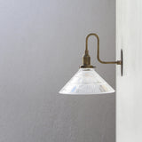 One-Light Gooseneck Wall Sconce with 10-Inch Ribbed Clear Glass Shade