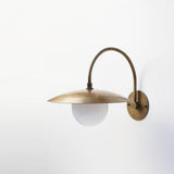 One-Light Gooseneck Wall Sconce with 12-Inch Brass Disc Shade