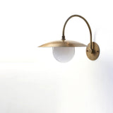 One-Light Gooseneck Wall Sconce with 12-Inch Brass Disc Shade