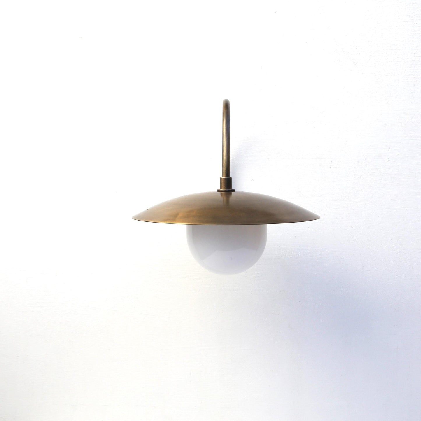 One-Light Gooseneck Wall Sconce with 12-Inch Brass Disc Shade