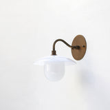 One-Light Gooseneck Wall Sconce with 8-Inch Opal Glass Shade
