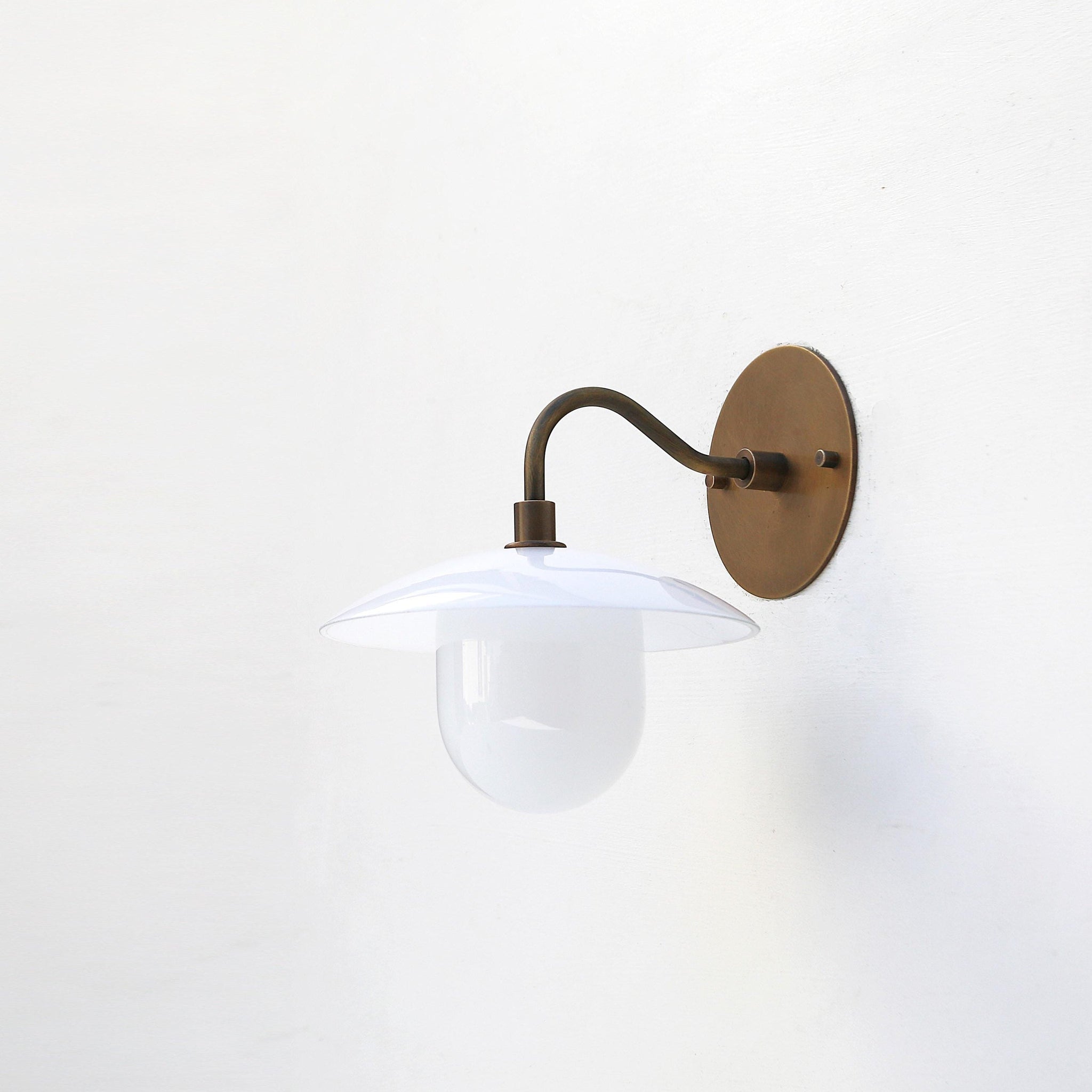 One-Light Gooseneck Wall Sconce with 8-Inch Opal Glass Shade