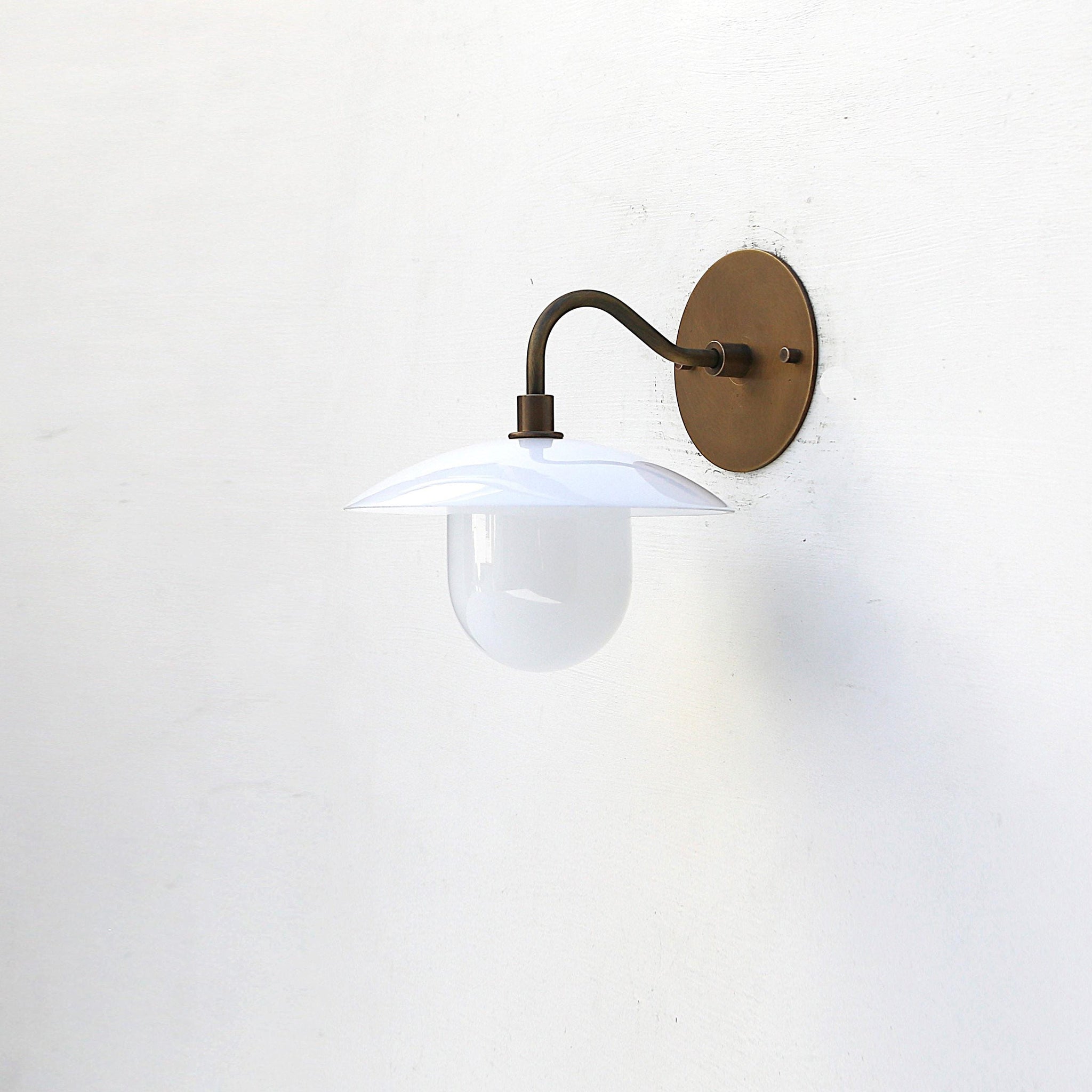 One-Light Gooseneck Wall Sconce with 8-Inch Opal Glass Shade