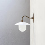 One-Light Gooseneck Wall Sconce with 8-Inch Opal Glass Shade