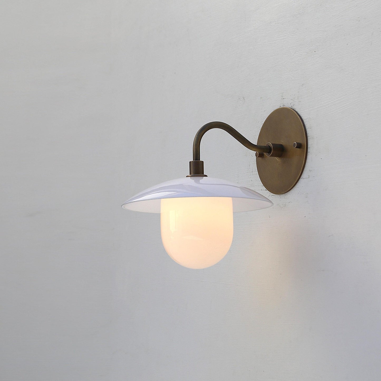 One-Light Gooseneck Wall Sconce with 8-Inch Opal Glass Shade