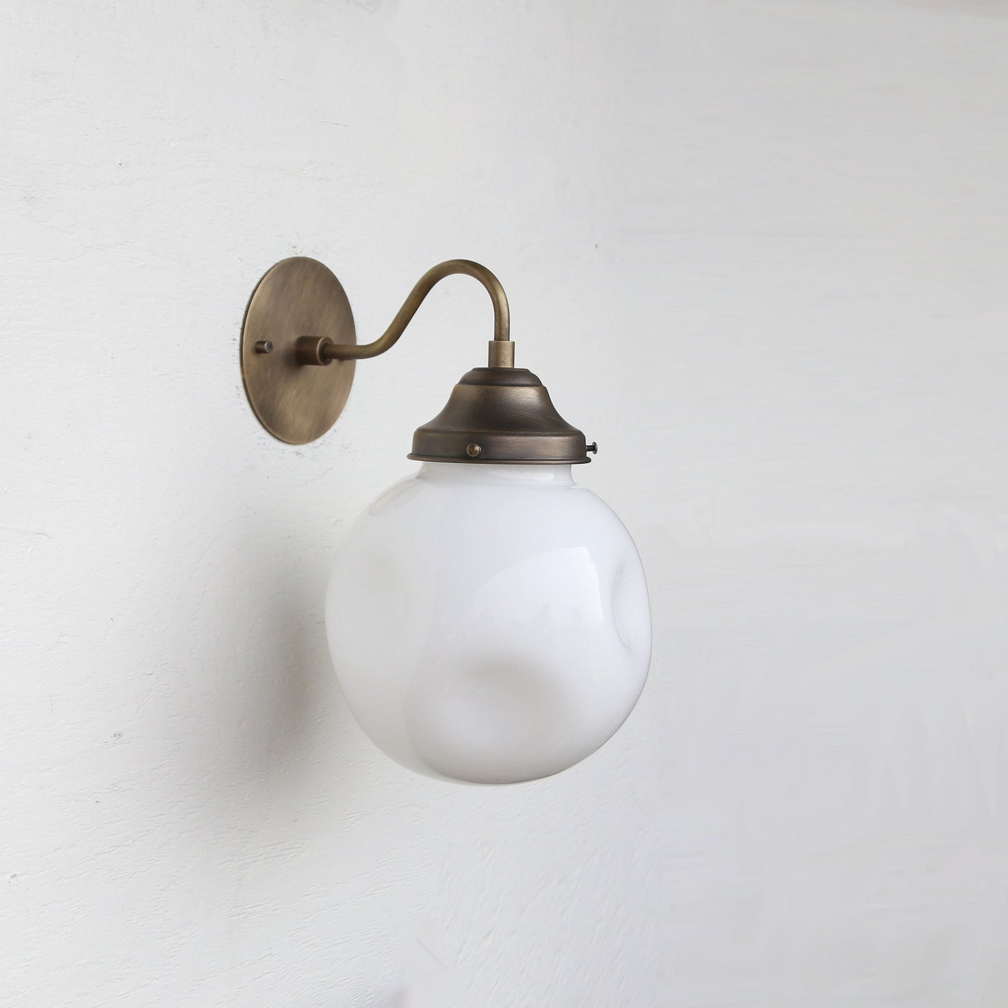 One-Light Gooseneck Wall Sconce with 8-Inch Opal Globe